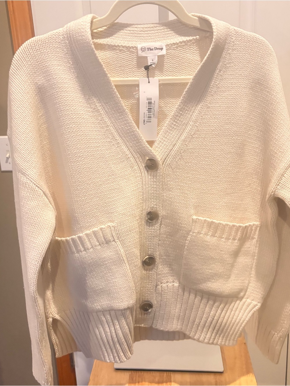 NWT The Drop Brigitte Cardigan Whisper White S Knit Sweater